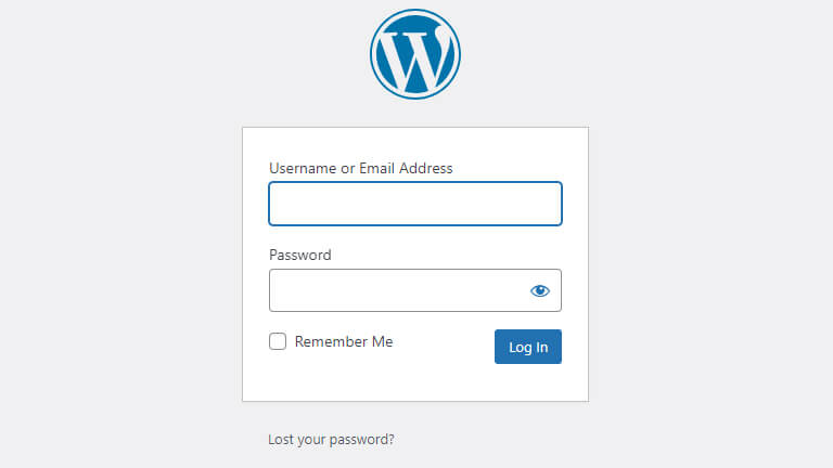 WordPress login form page